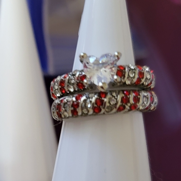 Bridal Set Women 10k White Gold Filled Garner CZ Size 11 - Picture 3 of 6